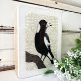 Mini Woodblock - Magpie