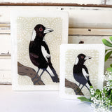 Mini Woodblock - Magpie