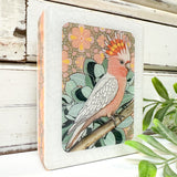 Mini Woodblock - Pink Cockatoo