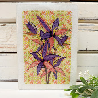 Medi Woodblock - Northern Queen of Sheba Orchid
