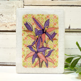 Mini Woodblock - Northern Queen of Sheba Orchid