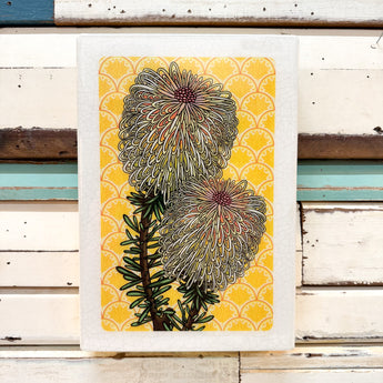 Medi Woodblock - Teasel Banksia