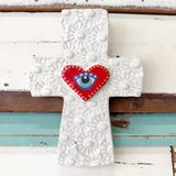 Evil Eye Ceramic Cross
