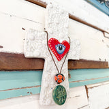 Evil Eye Ceramic Cross