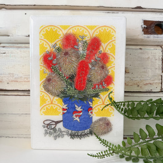 Medi Woodblock - Mum's Bunch with Banksias