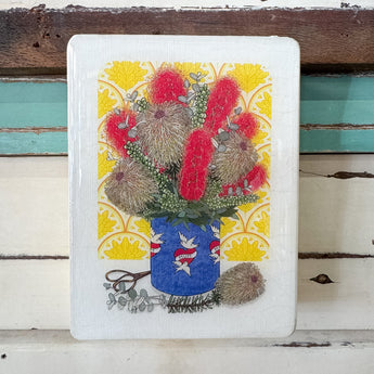 Mini Woodblock - Mum's Bunch with Banksias