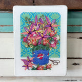 Mini Woodblock - Mum's Bunch with Orchids