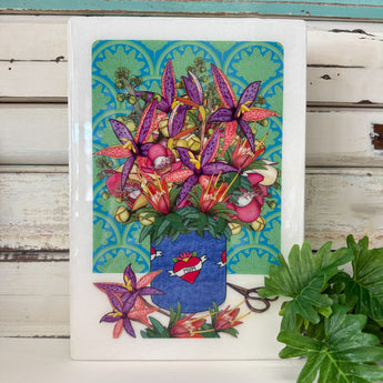 XL Woodblock - Mum's Bunch with Orchids
