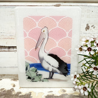 Mini Woodblock - Pelican