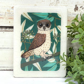 Mini Woodblock - Boobook Owl