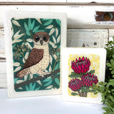 Mini Woodblock - Protea Bloom