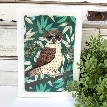 Medi Woodblock - Boobook Owl