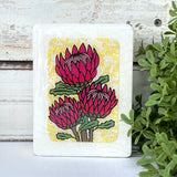 Mini Woodblock - Protea Bloom