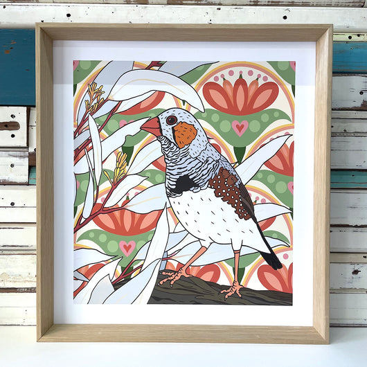 Zebra Finch & Gum Art Print