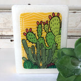 Mini Woodblock - Cactus Sunrise