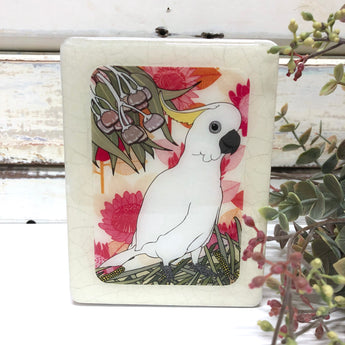 Mini Woodblock - Sulphur Crested Cockatoo