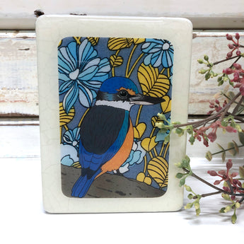 Mini Woodblock - Sacred Kingfisher
