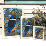 Mini Woodblock - Sacred Kingfisher