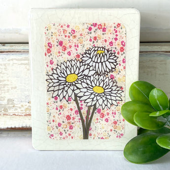 Mini Woodblock - White Everlasting