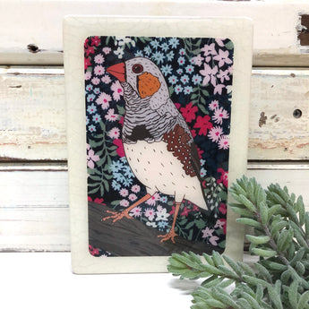 Medi Woodblock - Zebra Finch