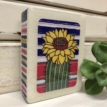 Mini Woodblock - Sunshine Cactus