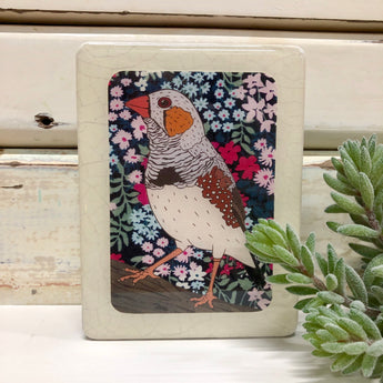 Mini Woodblock - Zebra Finch